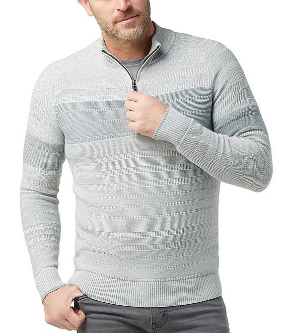 SmartWool Ripple Ridge Merion Wool Blend Stripe Quarter-Zip Sweater