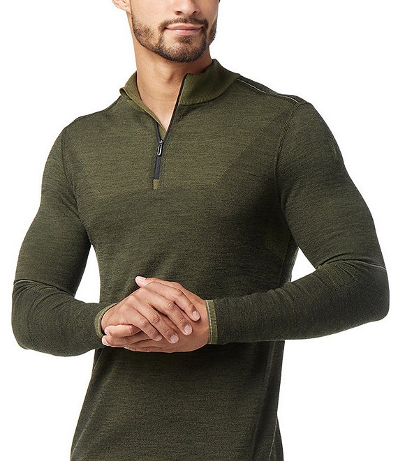 SmartWool Slim Fit Intraknit Alpine Quarter-Zip Pullover, Winter Moss - Image 1