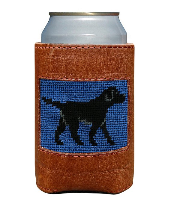 Color:Brown - Image 1 - Needlepoint Black Lab Can Cooler