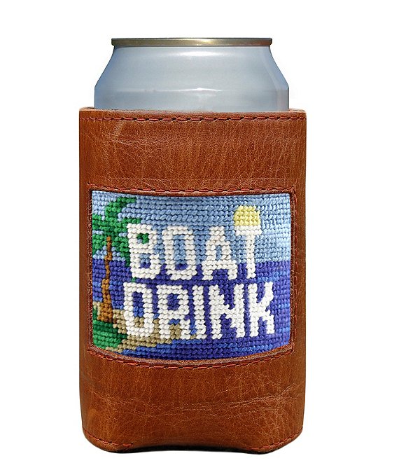 Smathers & Branson Needlepoint Boat Drink Can Cooler