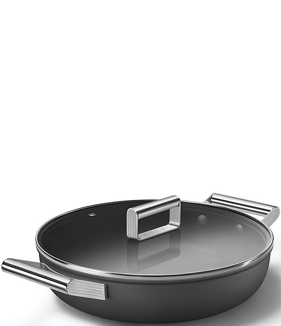 Color:Black - Image 1 - 50's Retro Style Nonstick 4-Quart Covered Saute and Brasier Pan