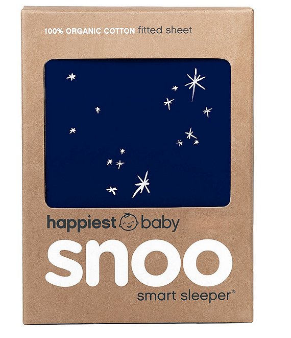 Color:Navy - Image 1 - SNOO Baby Organic Cotton Bassinet Fitted Sheet for SNOO Bassinet - Stars