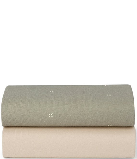 Snuz Bassinet Sage Cross Twin Pack Fitted Sheets