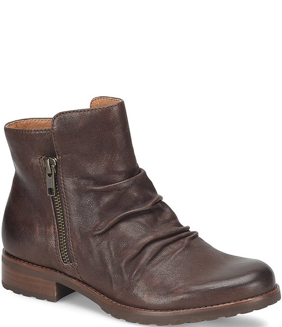 Ruched leather fashion boots