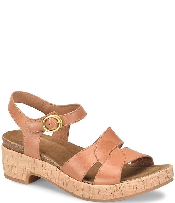 Sofft Capri Leather Cork Wedge Sandals