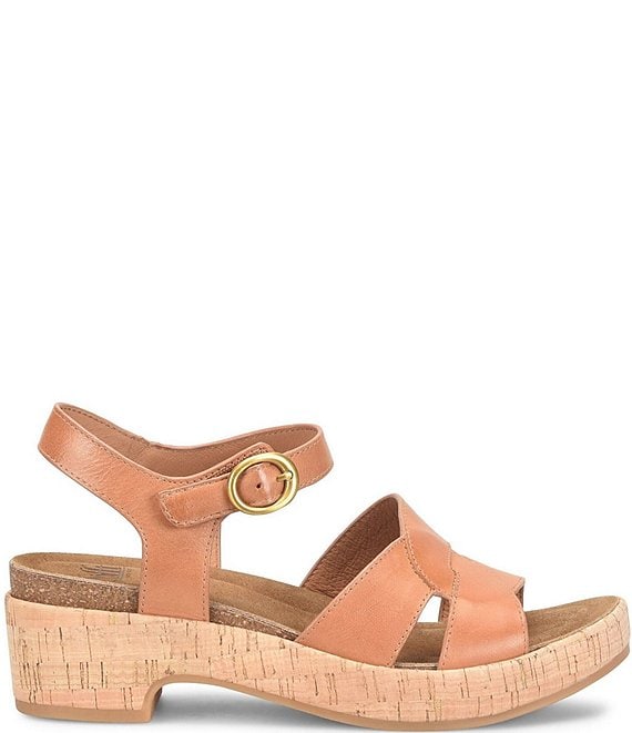 Sofft Capri Leather Cork Wedge Sandals | Dillard's