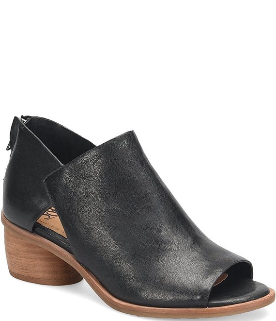 Sofft Carleigh Leather Rounded Stack Heel Peep Toe Shoes | Dillard's