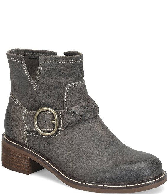 Sofft Miley Suede Braided Buckle Hardware Booties