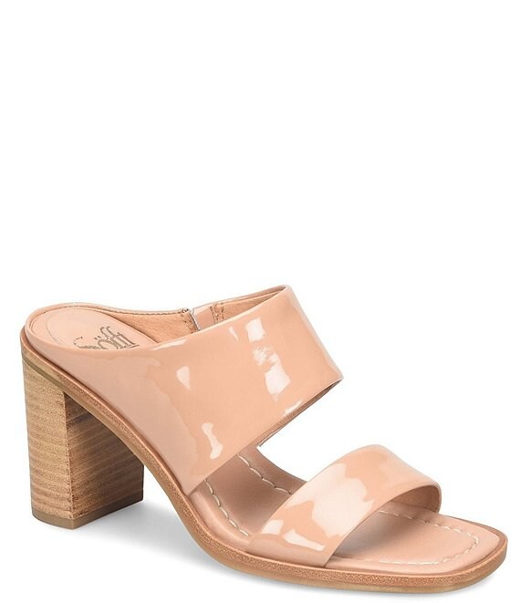 Color:Pink - Image 1 - Sheila Patent Leather Block Heel Slide Dress Sandals