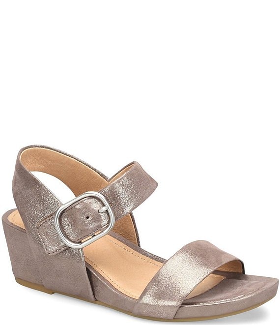 Color:Taupe - Image 1 - Vaya Leather Wedge Sandals