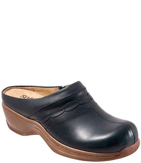 Color:Navy - Image 1 - Amber Leather Clogs