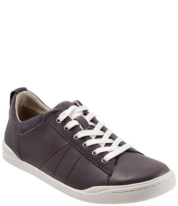Color:Grey - Image 1 - Athens Leather Lace-Up Sneakers