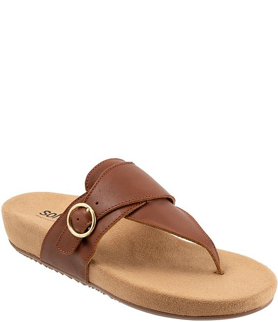 SoftWalk Belize 2.0 Leather Buckled Thong Sandals
