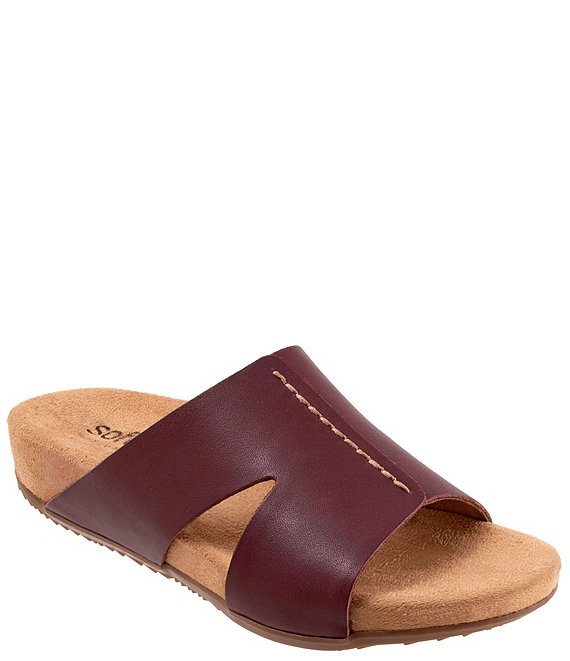 Color:Mahogany - Image 1 - Beverly Leather Slide Sandals