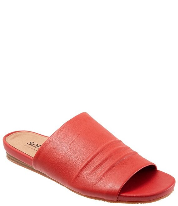 Color:Red - Image 1 - Camano Leather Slide Sandals
