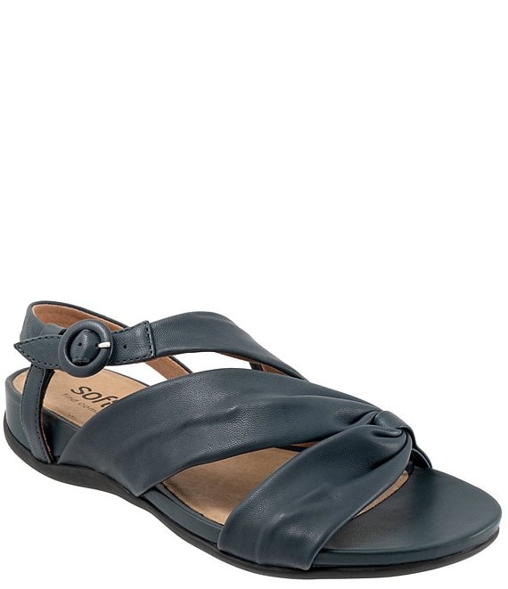 SoftWalk Tieli Banded Ruched Leather Sandals