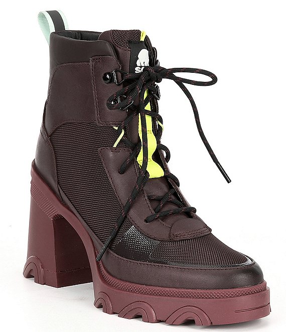 Sorel Brex Waterproof Leather Block Heel Platform Lace-Up Booties