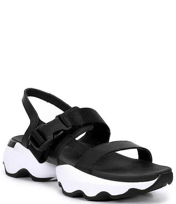 Color:Black/White - Image 1 - Kinetic Impact Sling Leather Platform Sandals