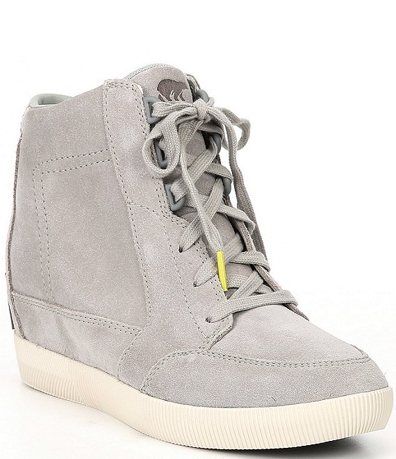 Color:Dove/Quarry - Image 1 - Out N About Waterproof Leather Wedge Sneakers
