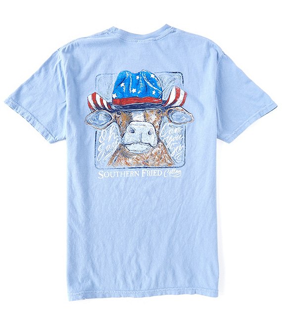 Southern Fried Cotton Men's American Cow Short-Sleeve Pocket Graphic Tee
