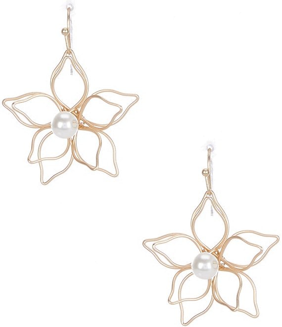 Southern Living Delicate Wire Pearl Flower Drop Earrings | Dillard\'s
