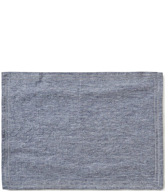 Color:Blue - Image 1 - Double-Hem-Stitched Linen Placemat