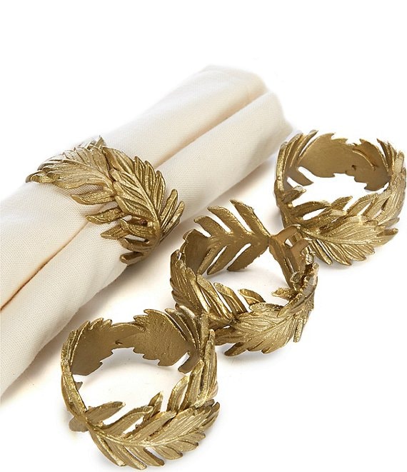 Southern Living Festive Fall Collection Leaf Napkin Rings, Set of 4