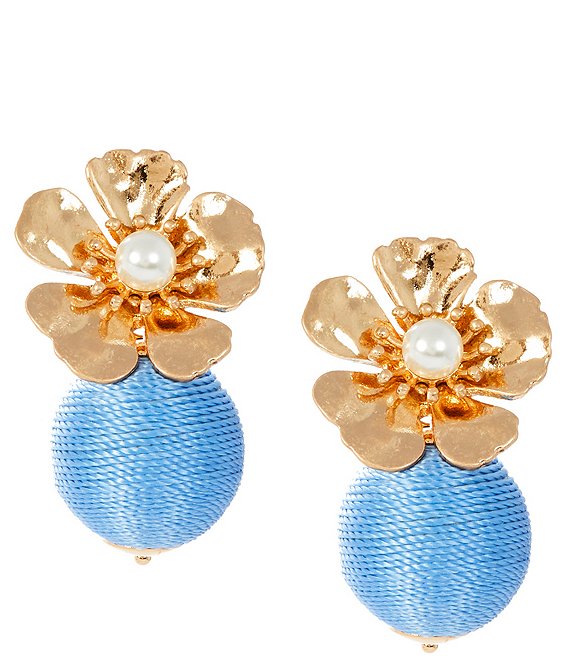 Southern Living Flower Thread Wrapped Ball Drop Earrings
