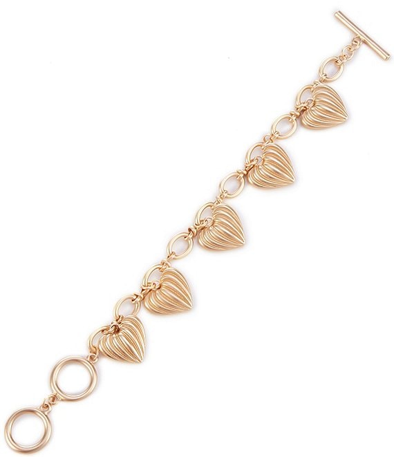 Southern Living Fluted Heart Charm Multi Drop Line Bracelet