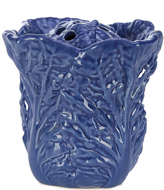 Southern Living Frog Flower Arranging Glazed Stoneware Cabbage Vase