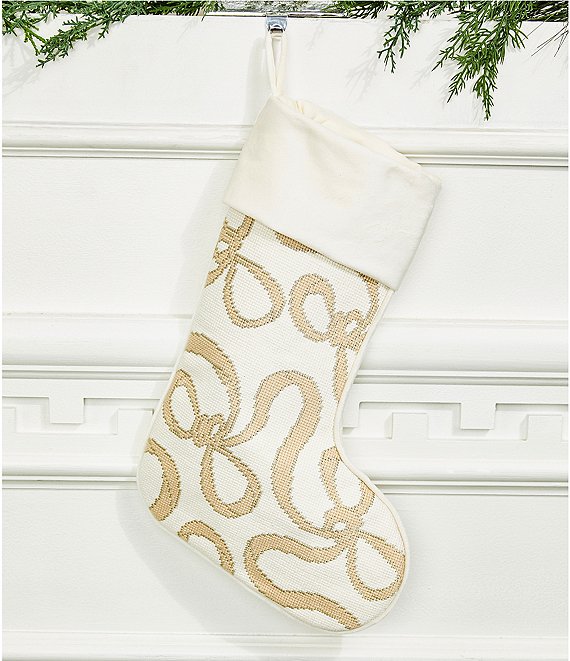 Southern Living Holiday Collection Bow Needlepoint Stocking
