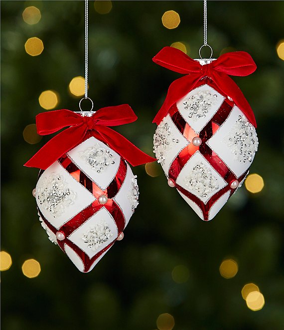 Southern Living Holly Jolly Collection White And Red Diamond Encrusted ...
