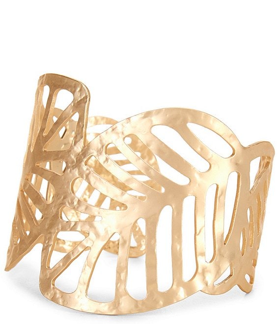 Southern Living Leaf Hammered Metal Cuff Bracelet