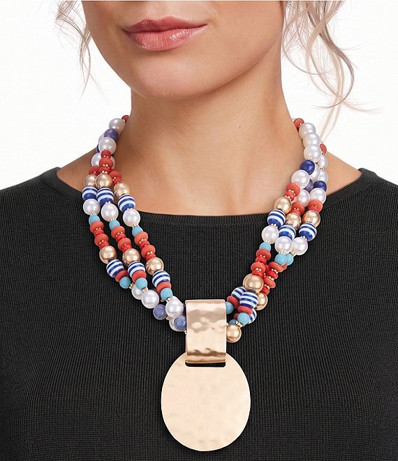 Southern Living Mixed Media Torsade Pendant Statement Necklace