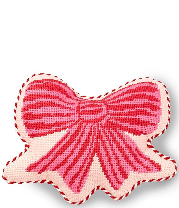 Southern Living Needlepoint Bow Shaped Pillow