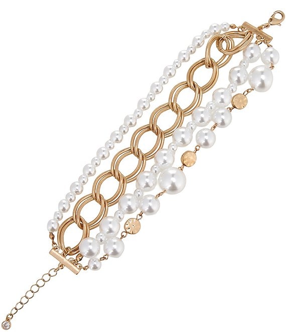 Southern Living Pearl and Chain Multi Strand Line Bracelet