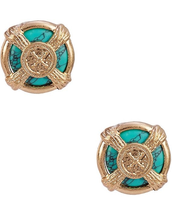 Southern Living Semi Precious Stone Inset Stud Clip Earrings