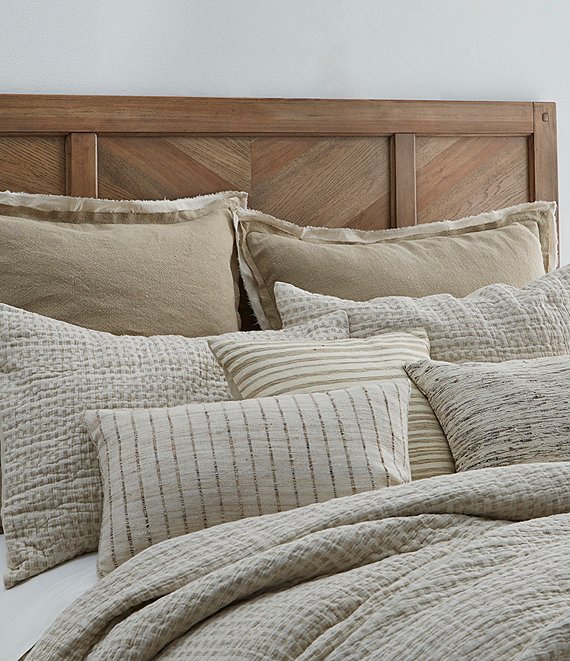 Color:Taupe - Image 1 - Simplicity Collection Frasier Linen & Cotton Woven Check Coverlet