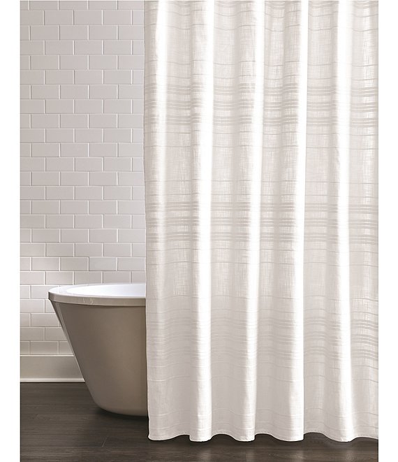 Color:Bright White - Image 1 - Simplicity Collection Hudson Stripe Shower Curtain