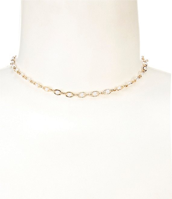Southern Living Simplicity Pearl Twisted Chain Collar Necklace