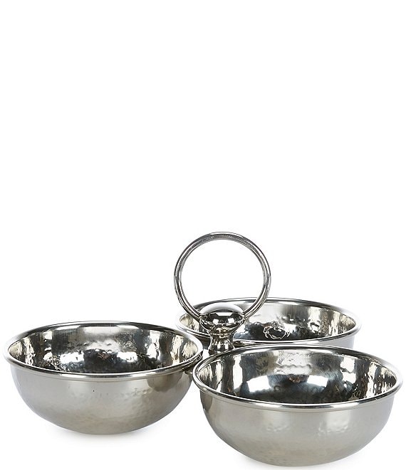 Southern Living Stainless Steel Hammered 3-Section Barware Bowl Server