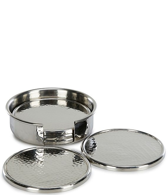Southern Living Stainless Steel Hammered Coasters, Set of 4