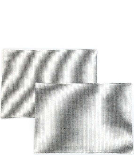 Color:Indigo - Image 1 - Ticking Stripe Placemats, Set of 2