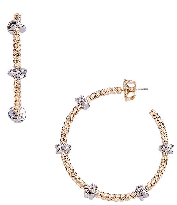 Southern Living Two Tone Twisted Hoop Earrings