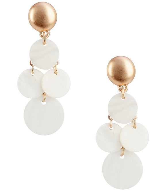 Southern Living White Shell Multi Disc Kite Drop Earrings