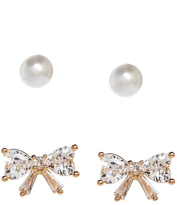 Southern Living x Borrowed & Blue Pearl & Crystal Bow Stud Earring Set