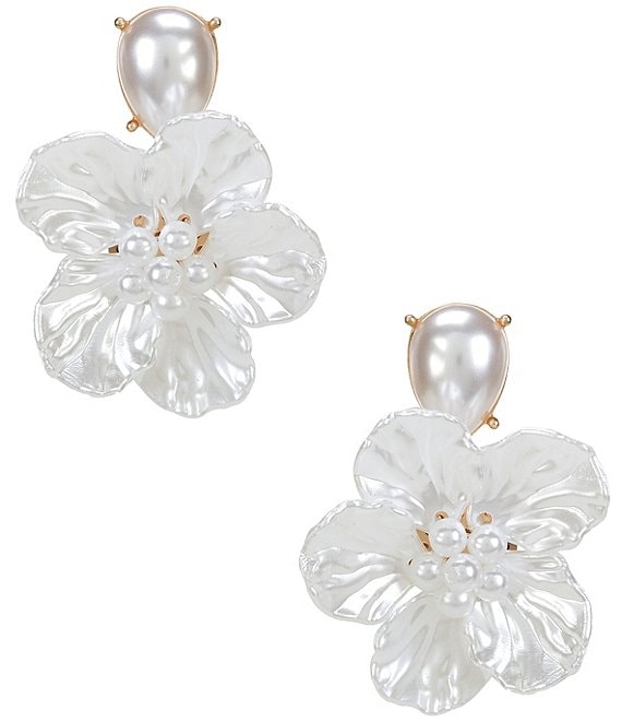 Southern Living x Borrowed & Blue Pearl Statement Flower Drop Earrings