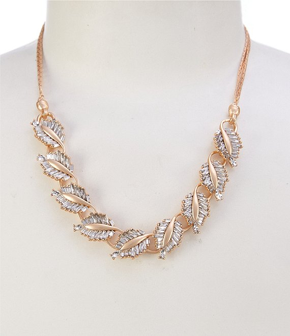 Southern Living x Borrowed & Blue Rhinestone Leaf Statement Collar Necklace