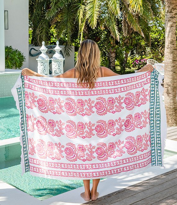 Color:Multi - Image 1 - x Nellie Howard Ossi Collection Block Print Beach Towel