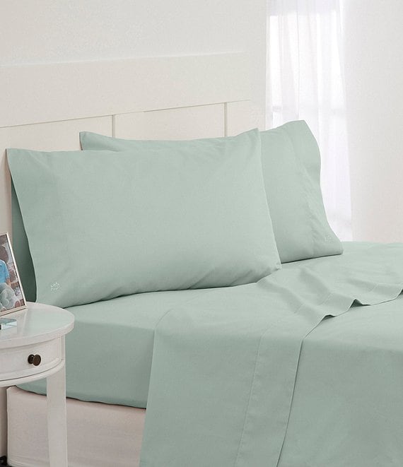 Color:Seafoam Green - Image 1 - Cotton Twill Sheet Set